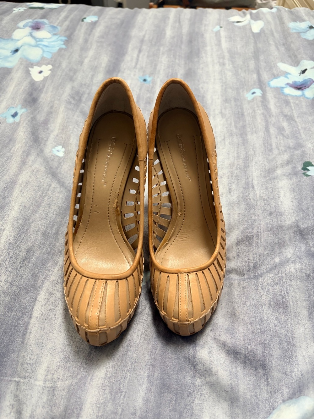 Brown Woven pattern stilettos - Tan